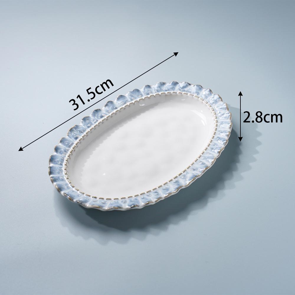 Чувствуй! Набор посуды с синим кружевом: Стейк, Завтрак, Западная кухня, Десерт, Фруктовые тарелки