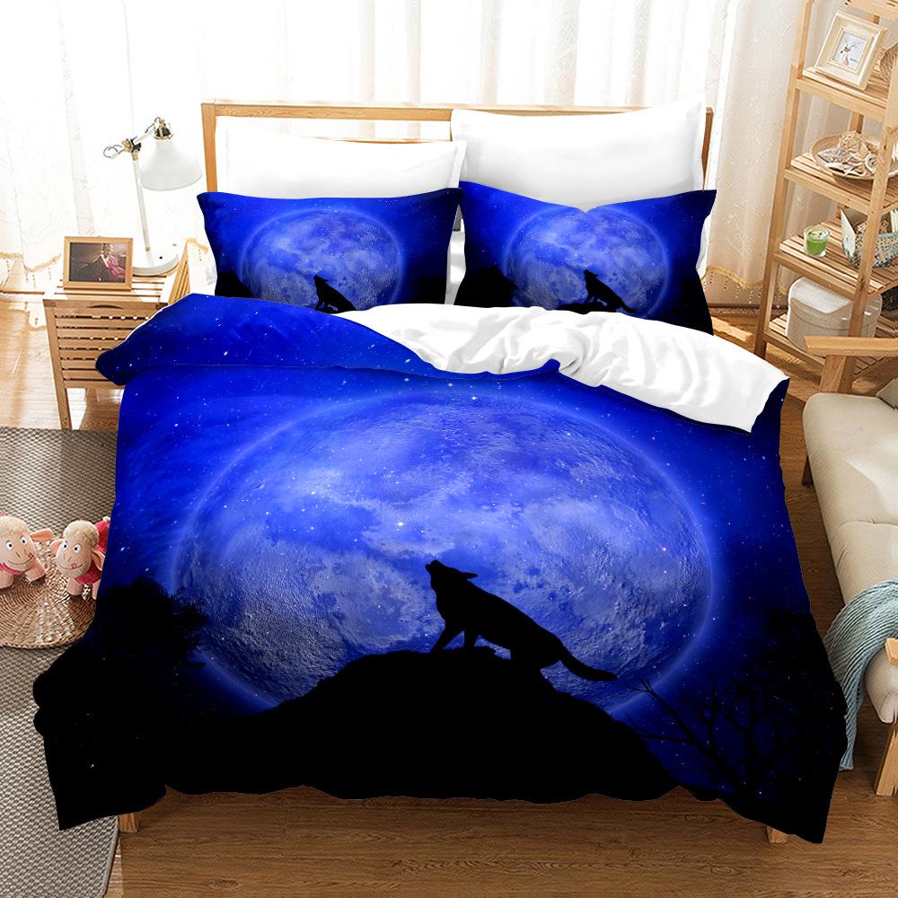 Пододеяльник с 3D рисунком волка, комплект постельного белья, пододеяльник, наволочка, 2 или 3 двуспальные кровати, односпальная кровать, полный размер, мягкая моющаяся молния, украшение для дома