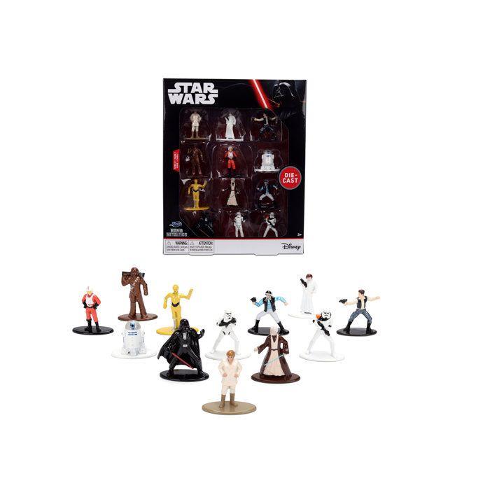 Star Wars Set de 12 figurines métal 4 cm - Personnages : Dark Vador, R2D2, C3PO, Princesse Leia - Licence Officielle - Dès 3 ans