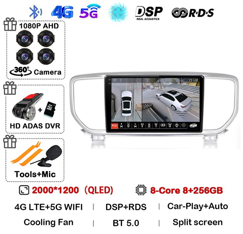 Android 13 Авто Carplay WIFI+4G Для Kia Sportage 4 QL 2018 2019 2020-2025 Автомагнитола Мультимедийный Видеоплеер Стерео 360 Камера BT