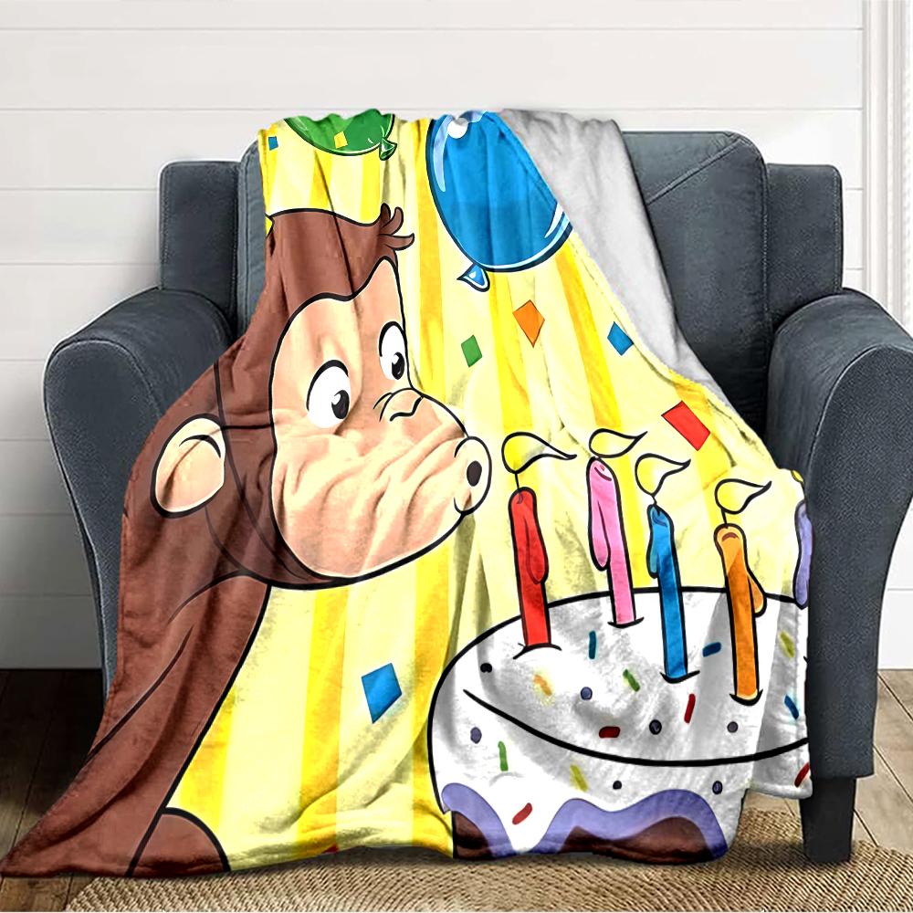 1pc Curious George (6) Blanket, Gift, for Men and Women, Soft Blanket, Good for Sofa Bed Couch Travel, Lightweight Flannel Blanket
