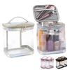 Siomlana Set of 2 Transparent PVC Cosmetic Pouches with Large Capacity Flip Makeup Large Cosmetic Travel Toiletry Simple Style Vanity Pouches with