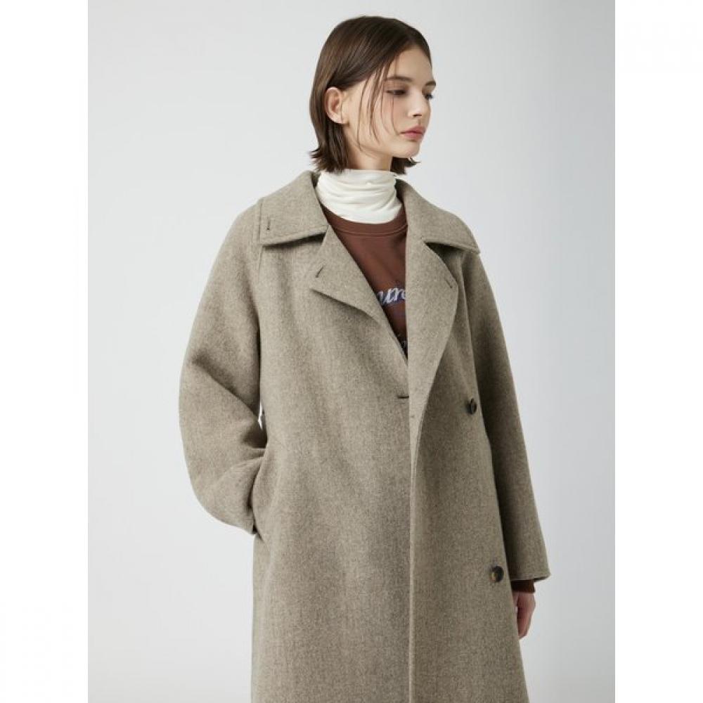Cc Collect Herringbone Belted High Neck Long Coat C254msg534