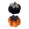 Halloween Pumpkin Ornament Flannel Pumpkin Table Centerpiece Gothic Pumpkin Decoration with Spider for Mantel Dining Table