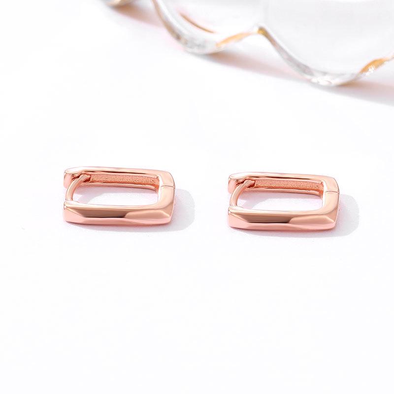 Женские квадратные полированные клипсы из стерлингового серебра 925 пробы - Простые, маленькие, изысканные серьги