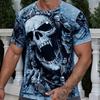 Мужская футболка в стиле винтажного панка с коротким рукавом и принтом черепа, мужская футболка свободного покроя в стиле хип-хоп, летняя футболка с круглым вырезом для мужчин