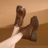 Fashion New Women Platform Boots Autumn Winter Short Boots for Women Retro Handmade Ankle Boots Lace Up Womens Wedges Boot Botas Mujer