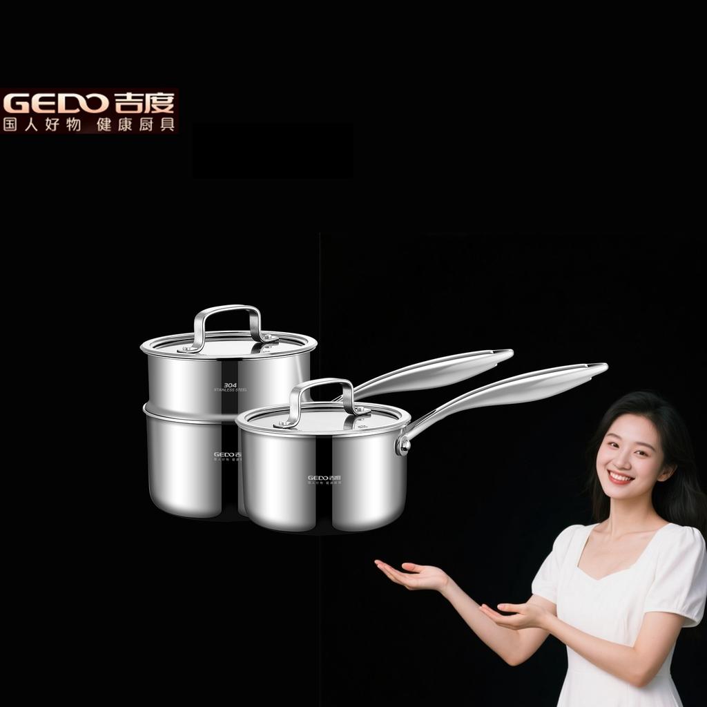 GEDO Ультратолстый 5-слойный кухонный молочник 16/18 см в диаметре Мини-кастрюля для тушения с эргономичной ручкой и стеклянной крышкой Сковорода для завтрака