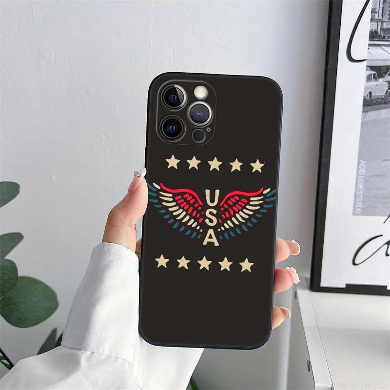 American USA Flag Eagle Phone Case for iPhone 11 15 Pro Max Case Coque 14 Plus 13 Pro 12 11 X XS XR 6 7 8 SE 2020 TPU Soft Cover