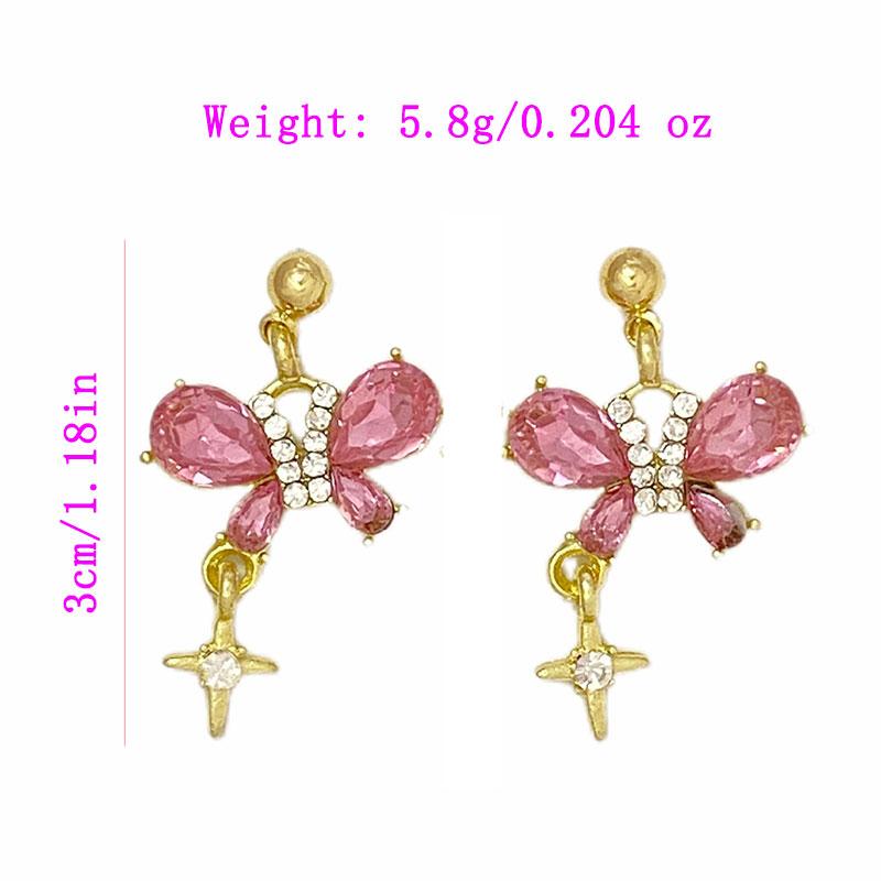 Новый модный дизайн, розовые серьги-джокеры с бабочкой и цирконием, женские