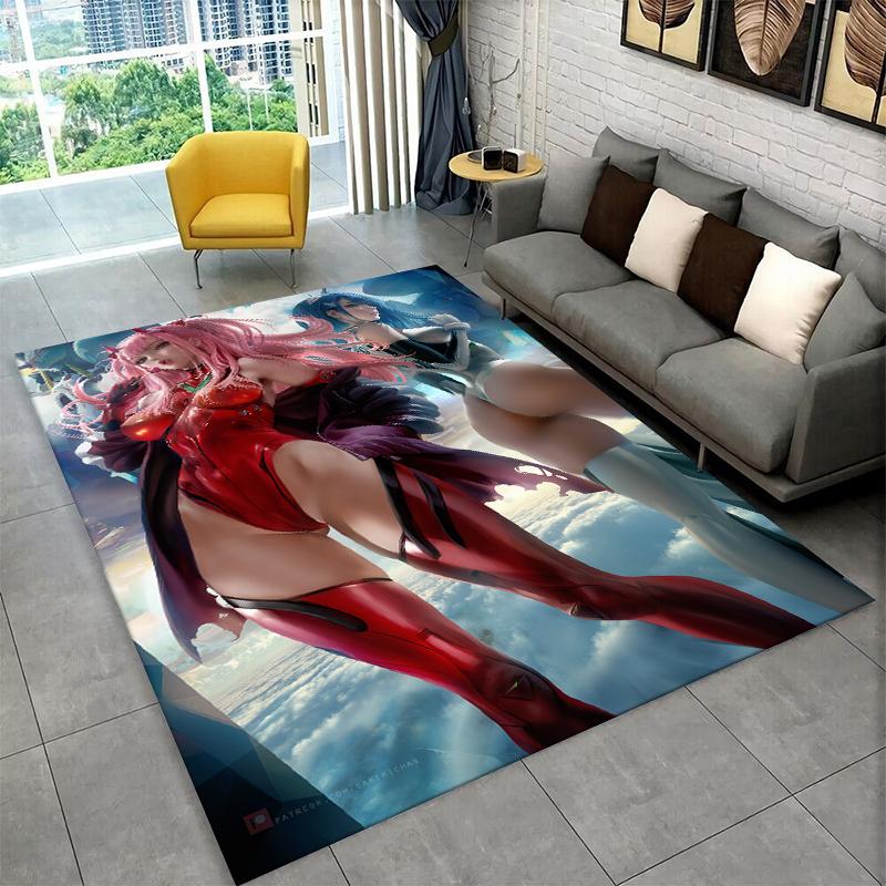 Cartoon Zero Two Sexy Girl DARLING in FRANXX  Carpet Rug for Bedroom Living Room Sofa Doormat Home Decor,Kid Area Rug Non-slip