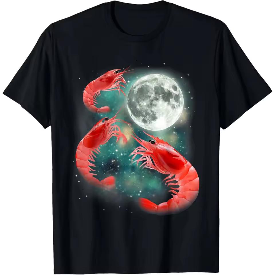 Shrim Is Calling Meme Funny Shrimp Fish Fih T shirts Men Humor Christmas Adventure Short Sleeve Unisex Loose Clothing
