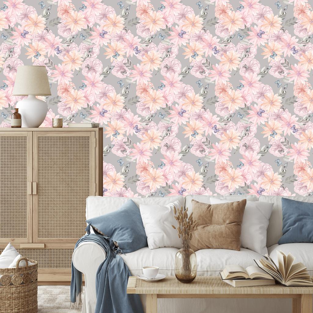 Boho style flowers wallpaper for living room and bedroom 50x1000
