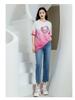 Summer T-shirt Simple and Versatile Short Sleeve Contrasting Color Slimming Women's Top
