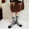 Носки с оборками, цветочный принт, уличные носки в стиле ретро в стиле Харадзюку, средние носки для женщин, повседневные носки в клетку для милых девочек в стиле JK Lolita Kawaii, милые носки