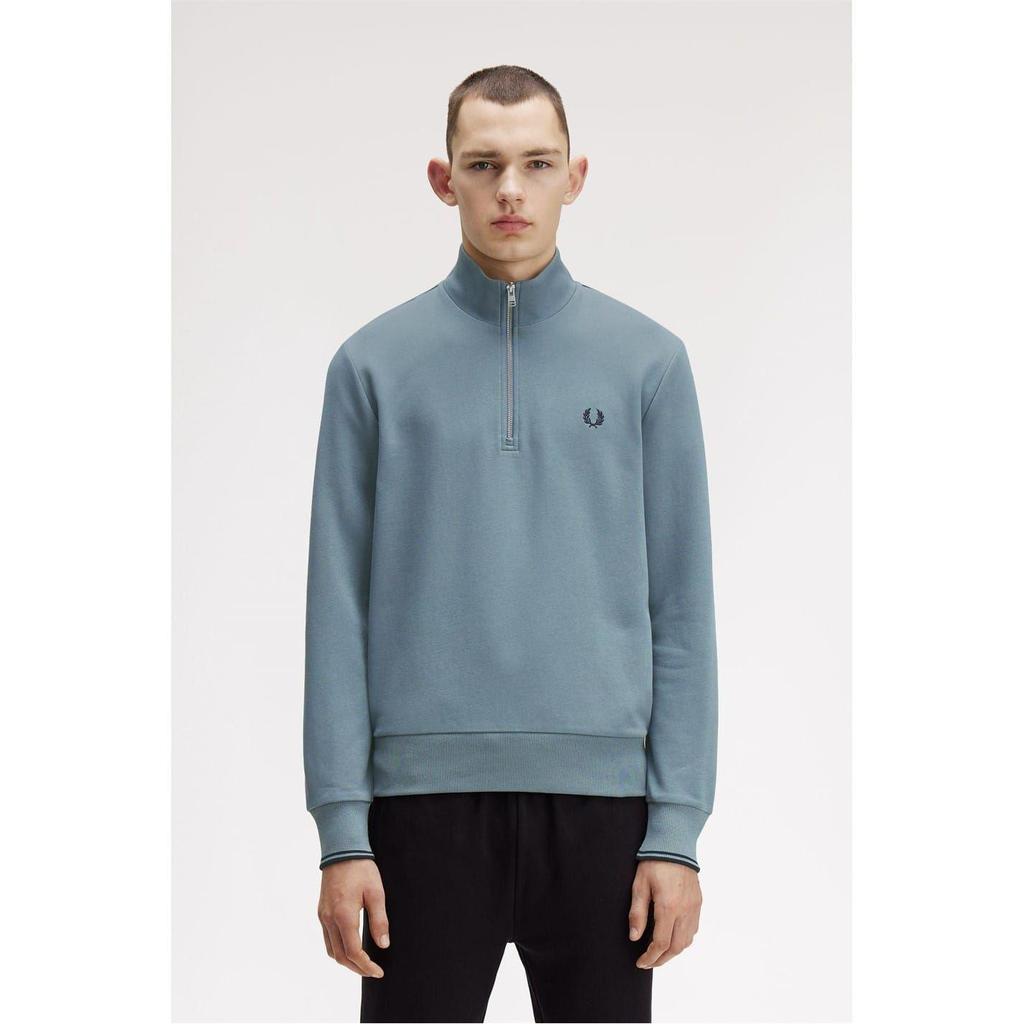 Fred Perry Mens Logo Half Zip Sweatshirt