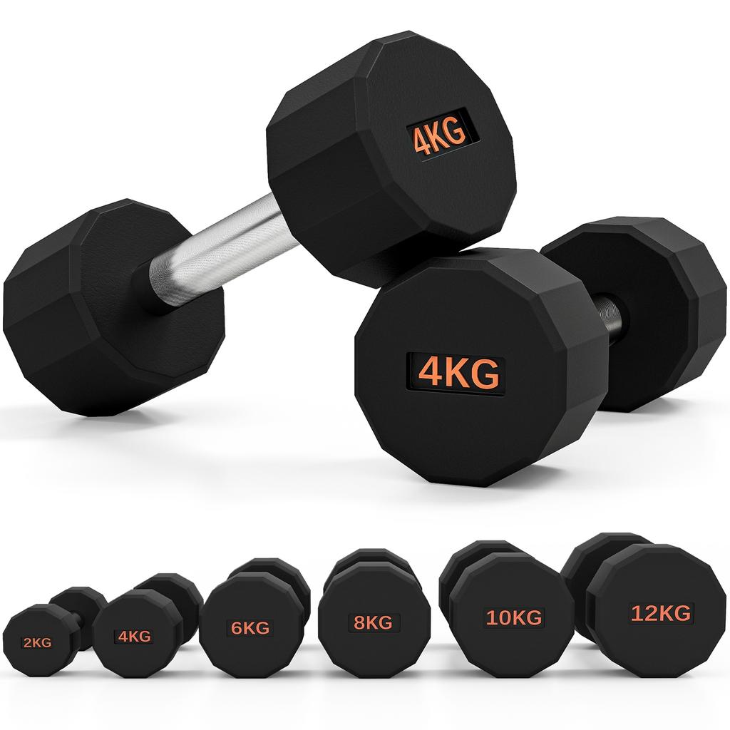 Dumbbells Weights Set With 12 Sided Shape And Non Slip Grip For Men Women Home Gym Workout 2 X 4kg