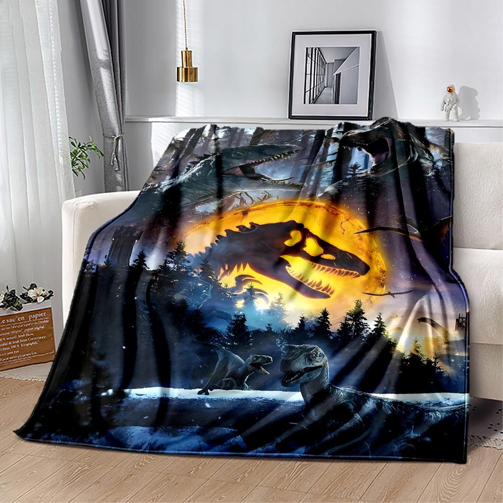 1pc Dinosaur Moonlit Night blanket Soft and Warm for Sofa Office Camping Travel Livingroom Great Gift for Friends and Family Comfortable