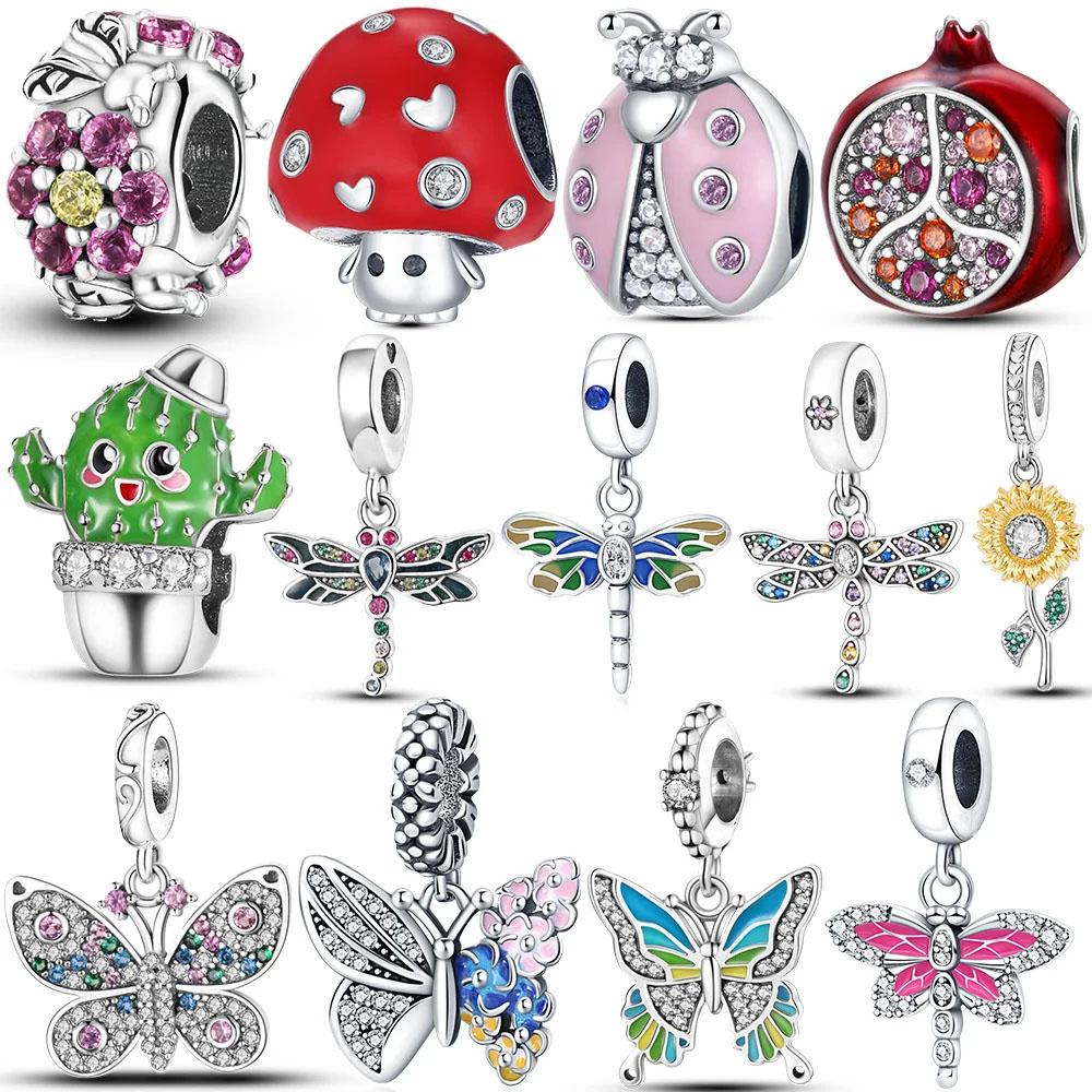 Оригинальный подвесной шарм в виде насекомого, покрытый медью, шарм в виде бабочки, стрекозы, божьей коровки, бусины, подходят для браслета Mula, ювелирные изделия