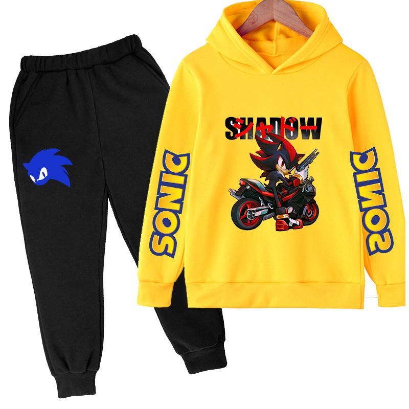 TZWY2026 Anime Sonic The Hedgehog Children's Sweater Suit Cartoon Pullover Boy Warm Sweater Hoodie+Sweatpants 2d Fashion Sportswear