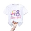 Cartoon Unicorn Printed Kids Girls Summer Birthday T-shirts Short Sleeve T Shirt Size 1-8 Year Children Party Clothes Tees Tops