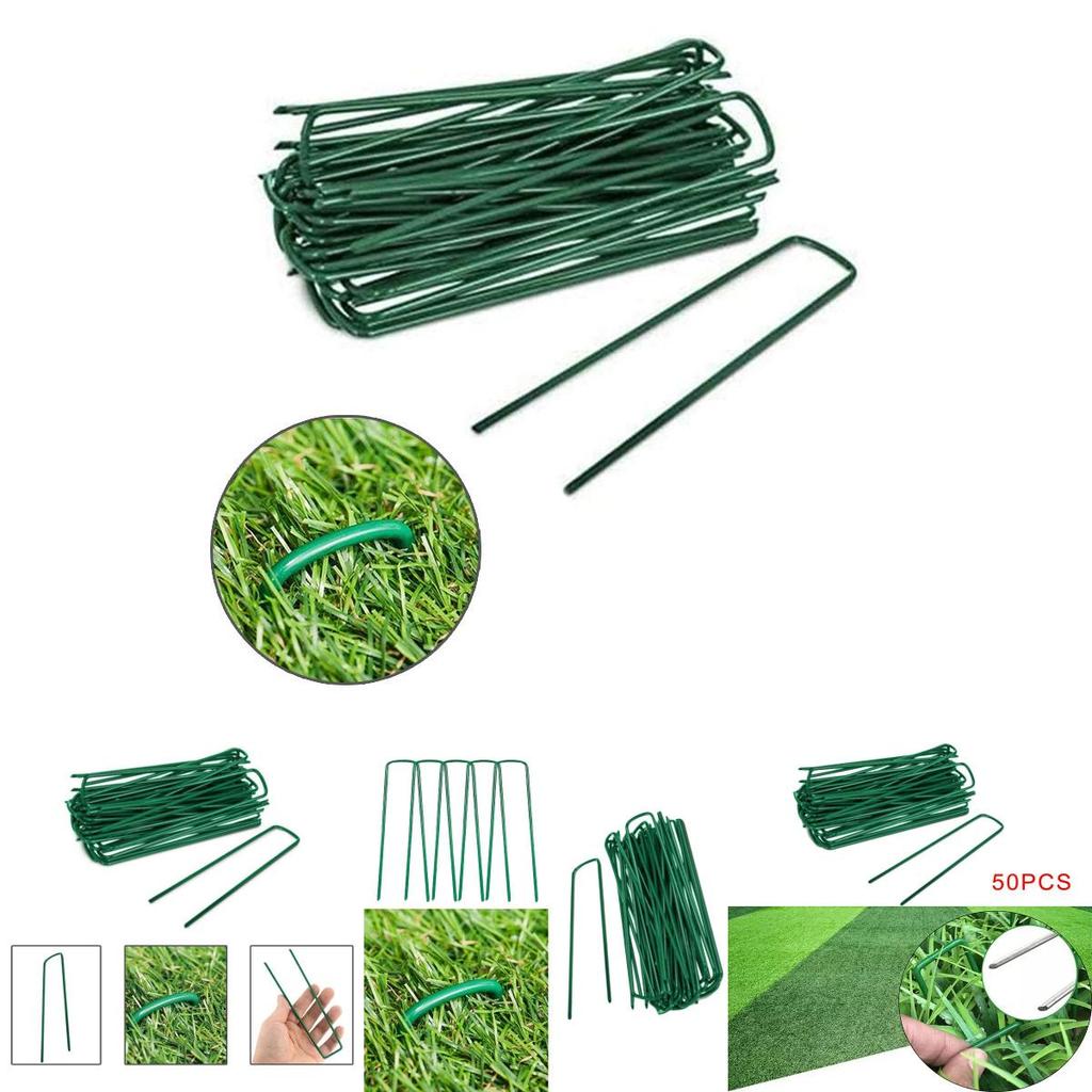 Heavy Duty Green Galvanised Turf Nails Steel Ushaped Garden Ground Pegs For Lawn And Garden Cover Fixing
