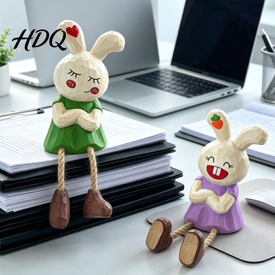 Стильные Настольные Украшения Фигурка Кролика на Ножках Ручной Работы из Липы Настольное Сидящее Подарок на День Рождения для Фанатов Кролик Креативное
