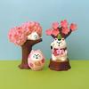 ZAKKA Cherry Blossom Miniature Japanese Cat Ornaments - Cute Heart-Shaped Desktop Decor Gifts.
