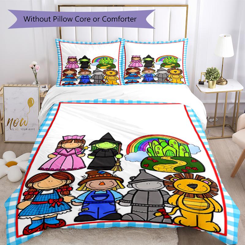3pcs Alice in Wonderland Bedding Set Duvet Cover Closure Includes 1 Duvet Cover & 2 Pillowcases, Soft and Comfortable for All Seasons.