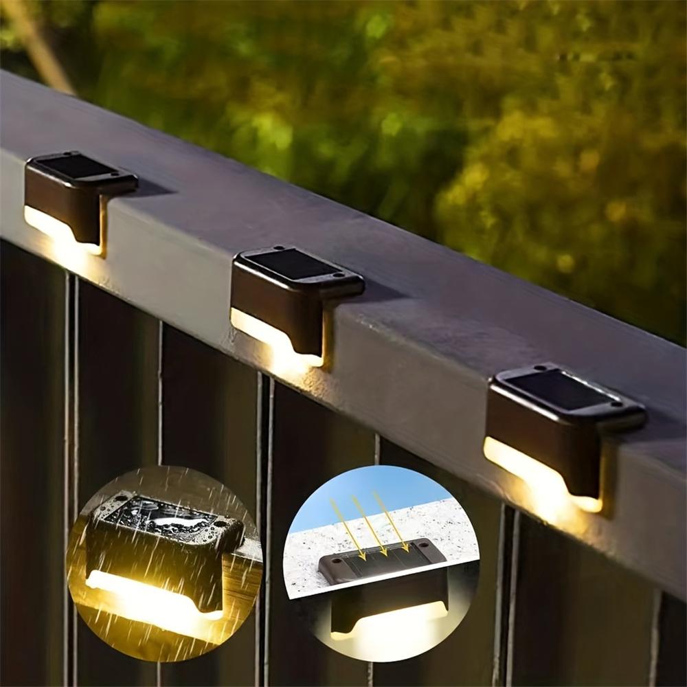 4pc Solar Step Stair Light Garden Outdoor Waterproof Stair Light Yard Fence Railing Patio Garden Decoration Solar Deck Light