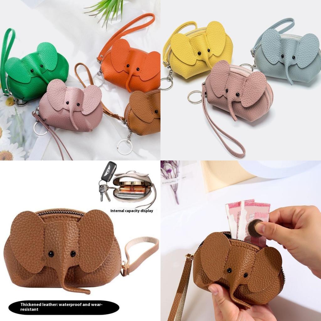 Cute Small Elephant Wallet Cosplay Anime Pu Purse Elephant Japanese Bag Backpack Pendant Creative Lipstick Zipper Card Bag