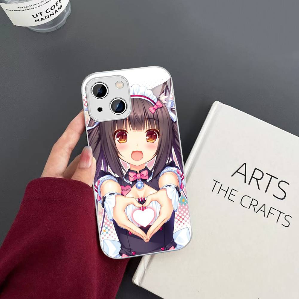 Закаленное стекло Chocola Nekopara для iPhone 14 13 12 11 Pro Mini XS MAX 14Plus X XS XR Чехлы