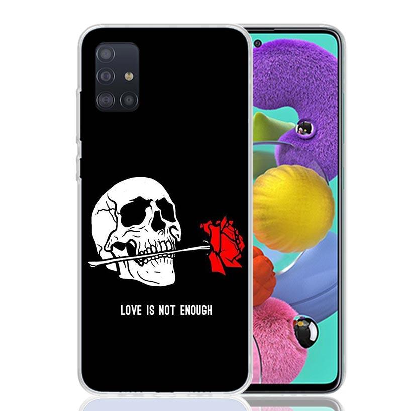 Human Skeleton Red Rose Phone Case for Samsung Galaxy A52 A51 A50S A12 A22 A32 A72 A10S A30S A31 A71 Note 20 Ultra 10 Plus S10 G