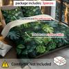 3pcs Dark Green Tropical Plants Printed Quilt Set- Includes 1 Quilt Cover and 2 Pillow Cover (without Filler)