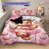 Pink Angel Bear Hearts Print 3Pcs Bedding Setduvet Cover With 2 Bedropillowcase Home Birthday Gift