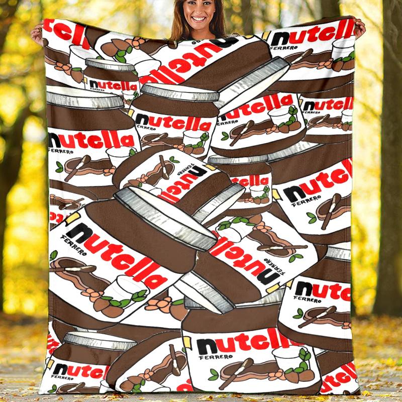 Nutella Theme Printed Blanket,Perfect for Couch, Bed, Travel & Outdoor Use | Machine Washable, Cozy & Durable.