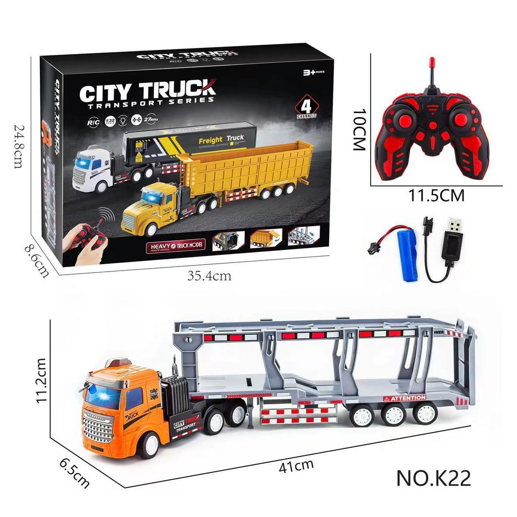 Children'S Toys Electric Remote Control Car Semi-Trailer Freight Truck Container Truck Transporter Toy Model