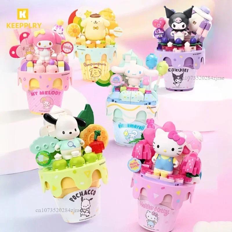 Новые конструкторы Keeppley Sanrio Хелло Китти Куроми Почакко Синнаморолл Мороженое Сборная модель Игрушка Украшения Подарок