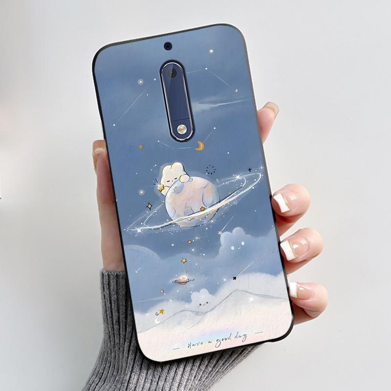 Чехол Для Nokia 5 Эстетичный Модный Милый Кот Мультяшный Черный Мягкий ТПУ Чехол для Телефона Для Nokia 5 Чехол-Бампер TA-1053 TA-1024