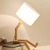 Nordic Wooden Robot Table Lamp: European Solid Wood Art for Bedroom or Bedside