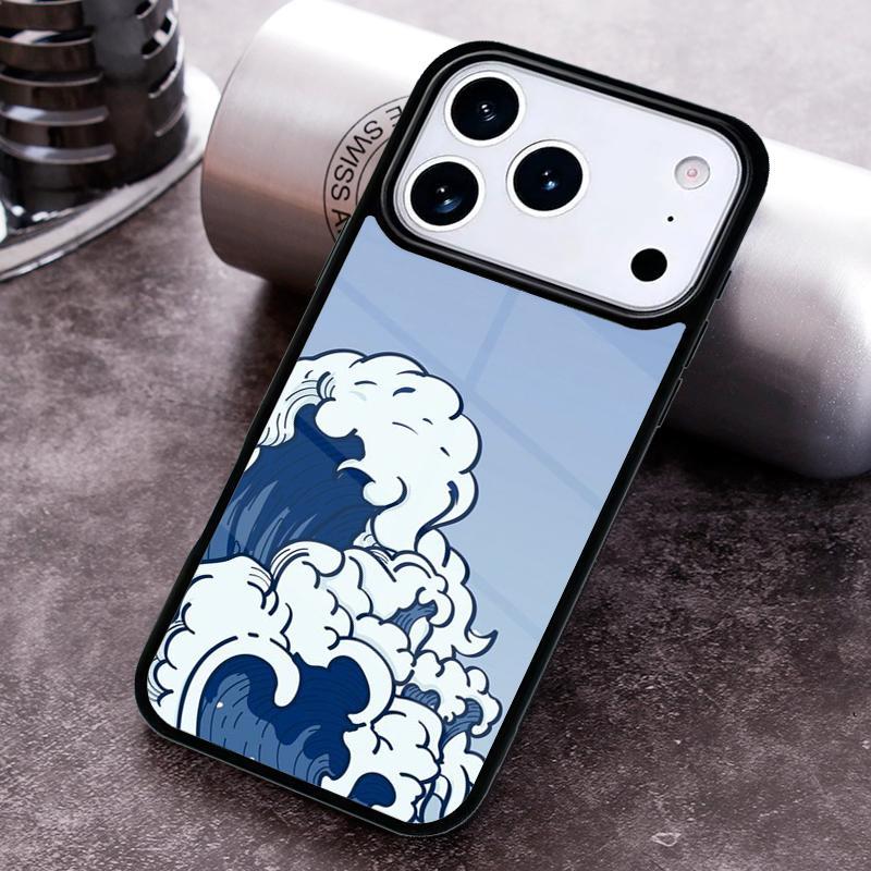 Японский стиль Волна Чехол для телефона для iPhone 17 16 15 Pro Max Air 14 13 12 11 Plus Ударопрочный чехол
