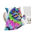 Cute Cat Kawaii Animal Design Flannel Throw Blanket Lightweight Warm Cozy Gifts for Kid and Adults Gift Suitable Couch Bed Chair