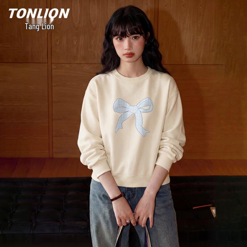 Женский свободный свитшот TonLion с круглым вырезом и бантом