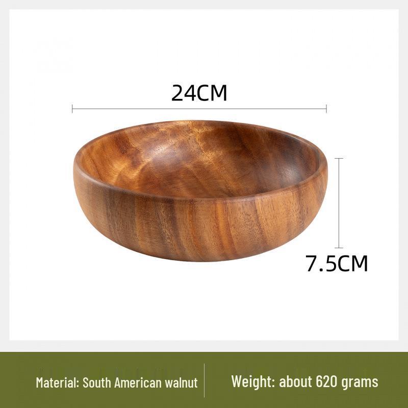 South American Walnut & Acacia Wood Multi-Spec Round Salad & Rice Bowl