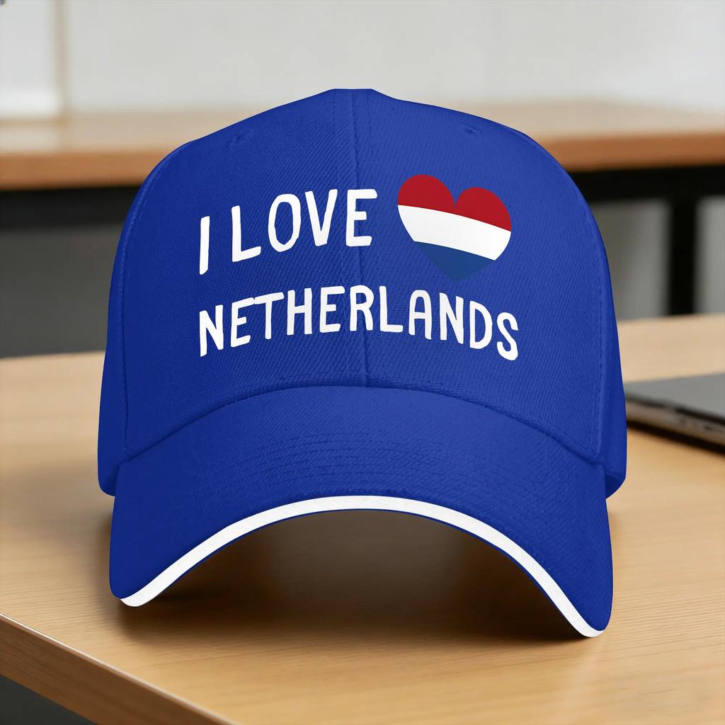 I Love Netherlands Casual Baseball Cap Outdoor Sport Trucker Hat Summer Adjustable UnisexTeens Design Baseball Caps