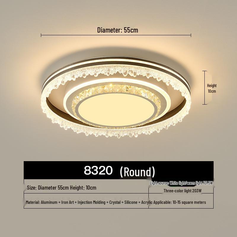 Modern Minimalist Crystal Ceiling Light for Bedroom, Living Room, and More