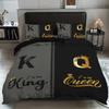 3pcs Fashionable Black Gray K and Q Design Printed Bedding Set, Soft, Comfortable and Breathable Duvet Cover, Bedroom, Hotel