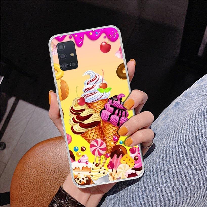 Чехол для телефона Macaron Ice Cream Cake Doughnut для Samsung Galaxy A52 A32 A22 A12 A51 A31 A50S A30S A20S A10S Note 20 Ultra 10 Plus