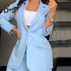 2 Pcs/Set Women Coat Pants Suit Single-breasted Turn-down Collar Long Sleeve Catdigan Jacket Wide Leg Straight High Waist Pants Lady Commute Coat