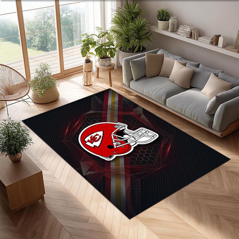 Kansas City Chiefs Crystal Velvet Carpet Soft Anti?Slip Floor Mat Comfortable Home Living Room Bedroom Decor Rug